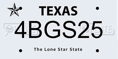 4BGS25 Texas License Plate