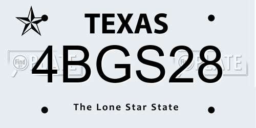 4BGS28 Texas License Plate