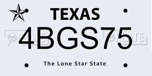 4BGS75 Texas License Plate
