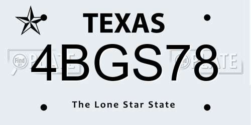 4BGS78 Texas License Plate