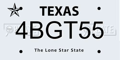 4BGT55 Texas License Plate