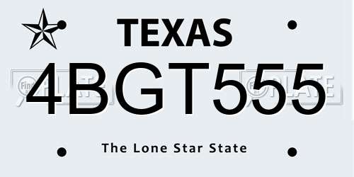 4BGT555 Texas License Plate