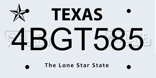 4BGT585 Texas License Plate