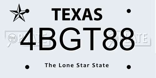4BGT88 Texas License Plate