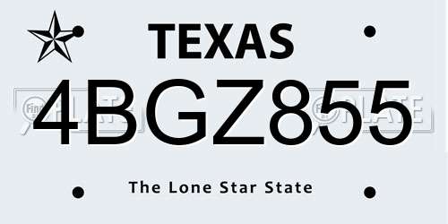 4BGZ855 Texas License Plate