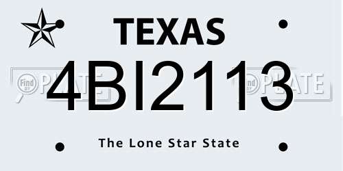 4BI2113 Texas License Plate