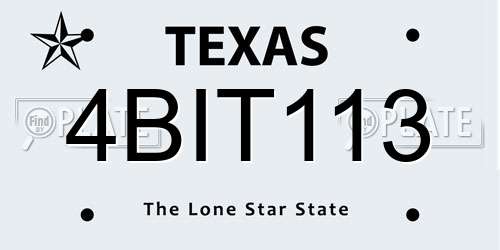 4BIT113 Texas License Plate