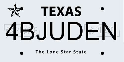 4BJUDEN Texas License Plate