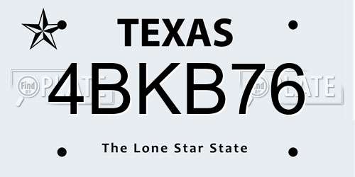 4BKB76 Texas License Plate