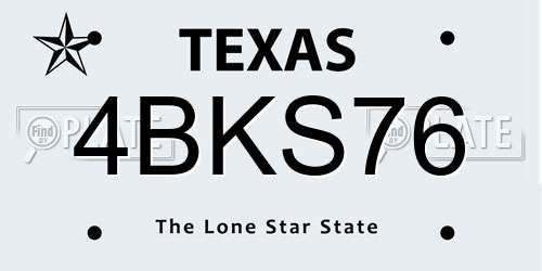 4BKS76 Texas License Plate