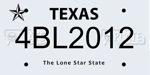 4BL2012 Texas License Plate