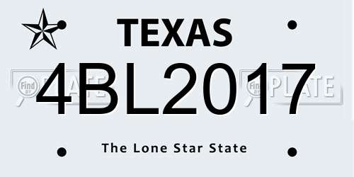 4BL2017 Texas License Plate