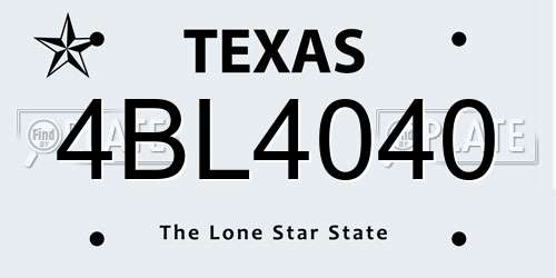4BL4040 Texas License Plate