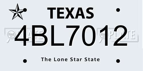 4BL7012 Texas License Plate