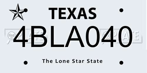 4BLA040 Texas License Plate
