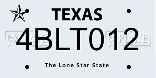 4BLT012 Texas License Plate