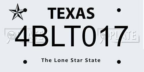 4BLT017 Texas License Plate