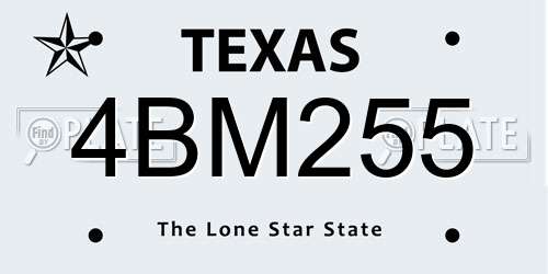 4BM255 Texas License Plate