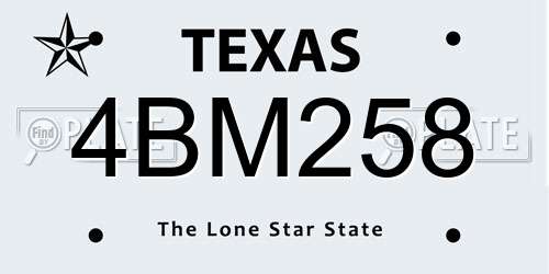 4BM258 Texas License Plate