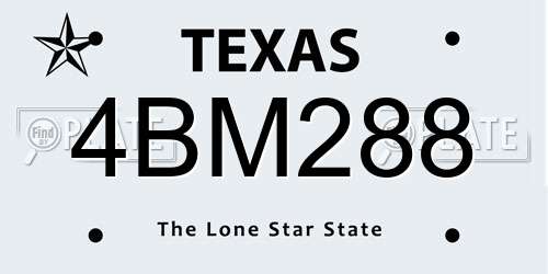 4BM288 Texas License Plate
