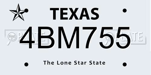 4BM755 Texas License Plate