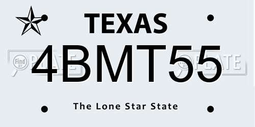 4BMT55 Texas License Plate