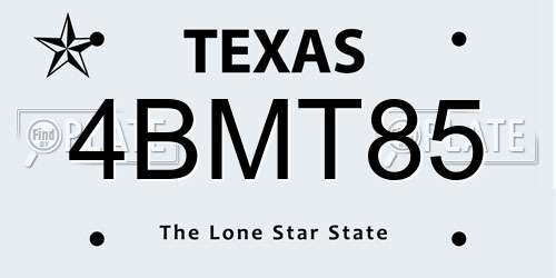 4BMT85 Texas License Plate