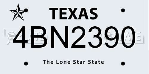 4BN2390 Texas License Plate