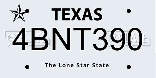 4BNT390 Texas License Plate