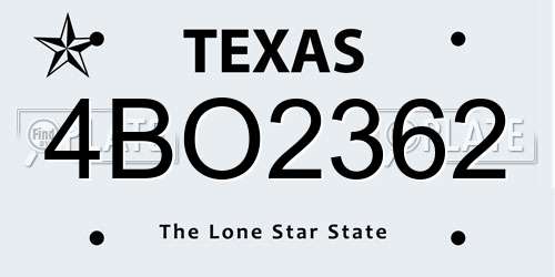 4BO2362 Texas License Plate