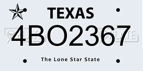 4BO2367 Texas License Plate