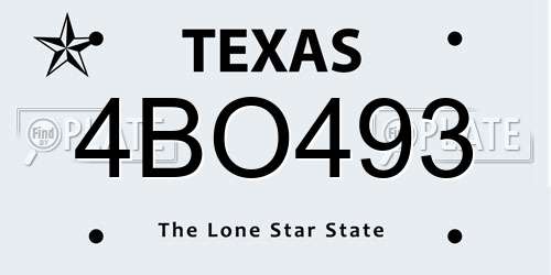 4BO493 Texas License Plate