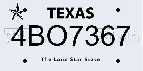 4BO7367 Texas License Plate