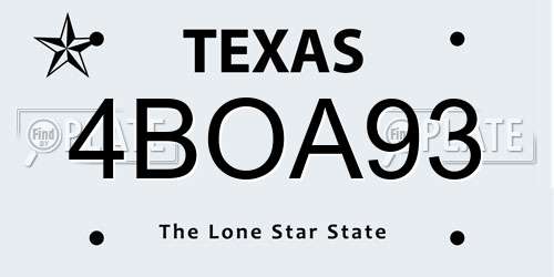 4BOA93 Texas License Plate