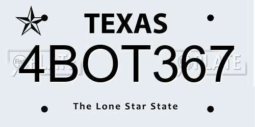 4BOT367 Texas License Plate