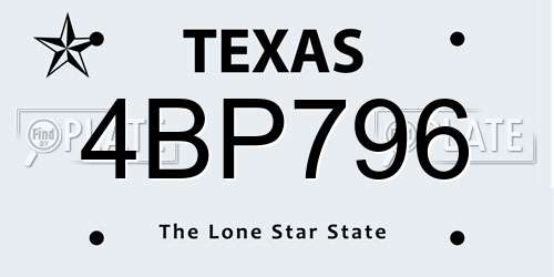 4BP796 Texas License Plate