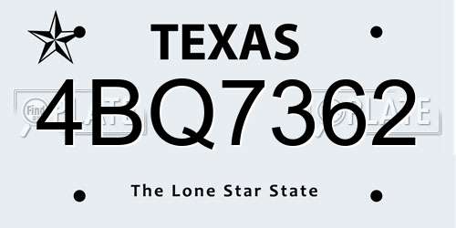 4BQ7362 Texas License Plate
