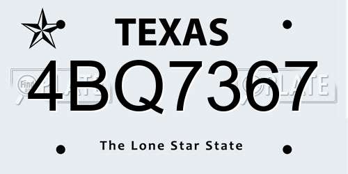 4BQ7367 Texas License Plate