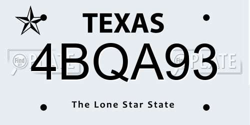 4BQA93 Texas License Plate