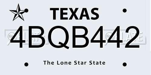 4BQB442 Texas License Plate