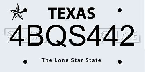4BQS442 Texas License Plate