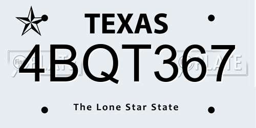 4BQT367 Texas License Plate