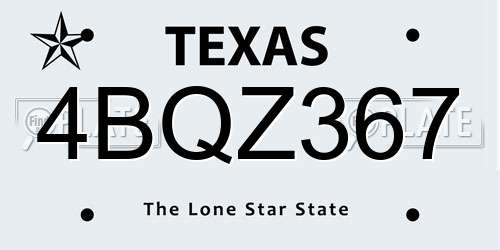 4BQZ367 Texas License Plate