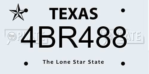4BR488 Texas License Plate