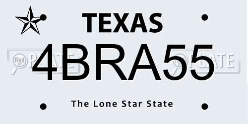 4BRA55 Texas License Plate