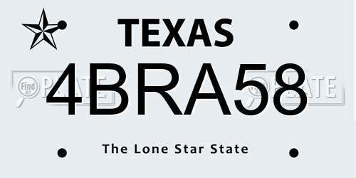 4BRA58 Texas License Plate