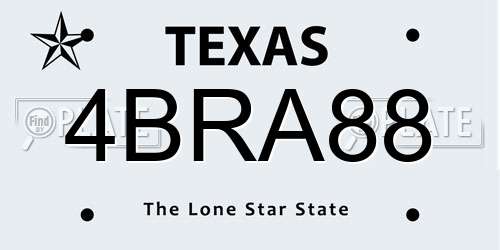 4BRA88 Texas License Plate