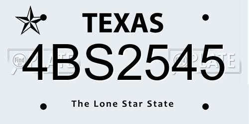 4BS2545 Texas License Plate