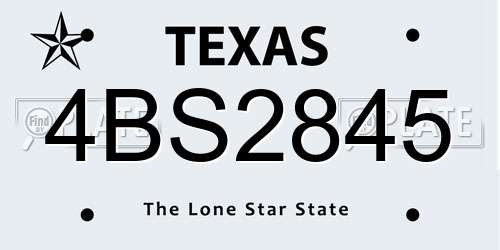 4BS2845 Texas License Plate