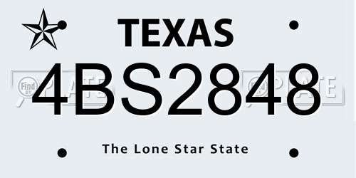 4BS2848 Texas License Plate